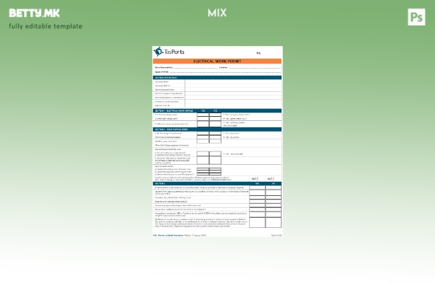Шаблон за дозвола за електрична работа TasPorts во модерен стил
